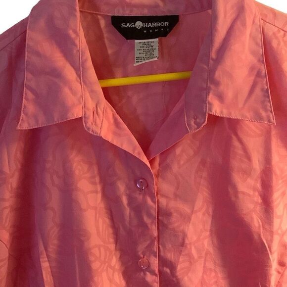 Pre Owned Women’s Sag Harbor Pink Floral Button Up Shirt Sz 22W - Picture 6 of 12